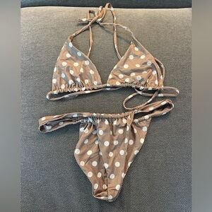INAMORATA women’s bikini - tan and white polka dot